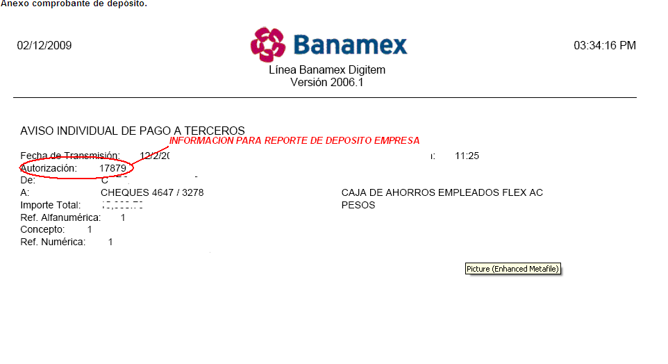Referencia BANAMEX